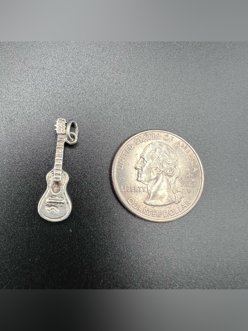 Sterling Silver Vintage Guitar Charm by Jewelart - Picture 2 of 4